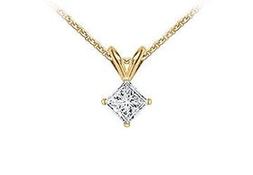 18K Yellow Gold : Princess Cut Diamond Solitaire Pendant  0.75 CT. TDWyellow 