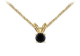 14K Yellow Gold : Round Black Diamond Solitaire Pendant - 0.50 CT. TW.yellow 
