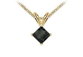 14K Yellow Gold : Princess Cut Black Diamond Solitaire Pendant - 1.75 CT. TW.yellow 