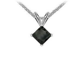 14K White Gold : Princess Cut Diamond Solitaire Pendant - 2.00 CT. TW.white 
