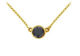 14K Yellow Gold : Bezel Set Round Black Diamond Solitaire Pendant - 0.50 CT. TW.yellow 