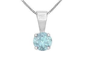 Aquamarine Solitaire Pendant : 14K White Gold - 1.00 CT TGWaquamarine 