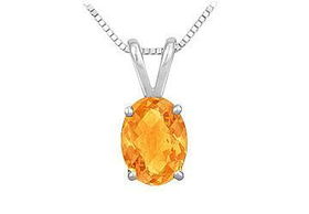 Citrine Solitaire Pendant : 14K White Gold - 1.00 CT TGWcitrine 