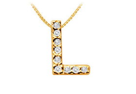 Classic L Initial Diamond Pendant : 14K Yellow Gold - 0.10 CT Diamondsclassic 