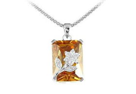 Rectangle CZ Sterling Silver Pendantrectangle 