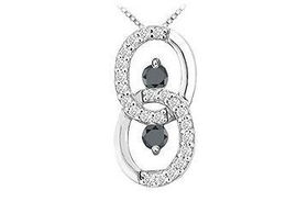Black and White Diamond Circle Pendant : 14K White Gold - 1.00 CT Diamondsblack 