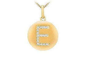 Diamond Initial E Disc Pendant : 14K Yellow Gold - 0.33 CT Diamondsdiamond 