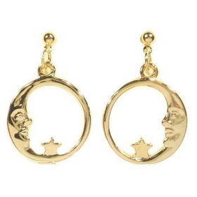 Moon & Star - Gold-Plated Pierced Dangle Earrings Case Pack 144moon 