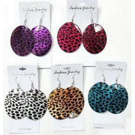 Ladies Fashion Shell Oval Animal Printed Earring Case Pack 12ladies 