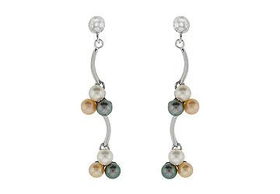 Cluster Pearl Earrings : 14K White Goldcluster 