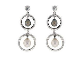 Cultured Pearl Drop Earrings : 14K White Goldcultured 