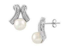 Cultured Pearl Earrings : 14K White Goldcultured 