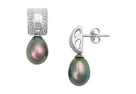 Cultured Pearl Drop Earrings : 14K White Goldcultured 