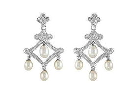Cultured Pearl Chandelier Earrings : 14K White Goldcultured 