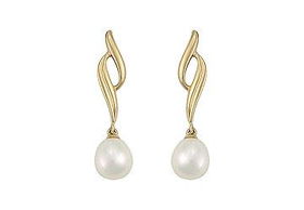 Cultured Pearl Drop Earrings : 14K Yellow Goldcultured 