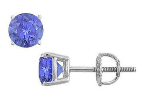 Tanzanite Stud Earrings : 14K White Gold - 2.00 CT TGWtanzanite 