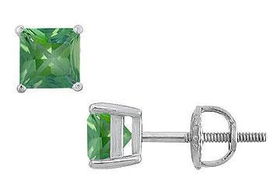 Emerald Stud Earrings : 14K White Gold - 2.00 CT TGWemerald 