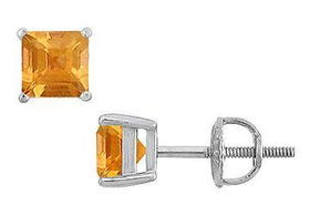 Citrine Stud Earrings : 14K White Gold - 2.00 CT TGWcitrine 