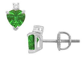 Diamond and Emerald Stud Earrings : 14K White Gold - 2.04 CT TGWdiamond 
