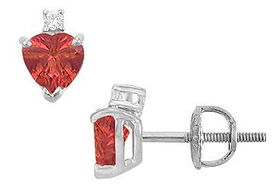 Diamond and Ruby Stud Earrings : 14K White Gold - 2.04 CT TGWdiamond 