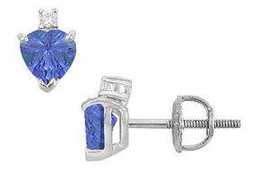 Diamond and Tanzanite Stud Earrings : 14K White Gold - 2.04 CT TGWdiamond 