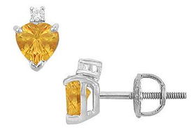 Diamond and Citrine Stud Earrings : 14K White Gold - 2.04 CT TGWdiamond 