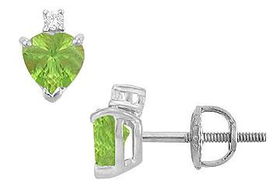 Diamond and Peridot Stud Earrings : 14K White Gold - 2.04 CT TGWdiamond 