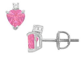 Diamond and Pink Topaz Stud Earrings : 14K White Gold - 2.04 CT TGWdiamond 