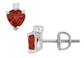 Diamond and Garnet Stud Earrings : 14K White Gold - 2.04 CT TGWdiamond 