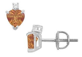 Diamond and Smoky Topaz Stud Earrings : 14K White Gold - 2.04 CT TGWdiamond 