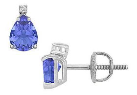 Diamond and Tanzanite Stud Earrings : 14K White Gold - 2.04 CT TGWdiamond 