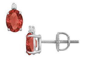 Diamond and Ruby Stud Earrings : 14K White Gold - 2.04 CT TGWdiamond 