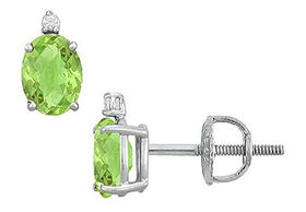 Diamond and Peridot Stud Earrings : 14K White Gold - 2.04 CT TGWdiamond 