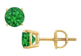 Emerald Stud Earrings : 14K Yellow Gold - 2.00 CT TGWemerald 