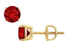Ruby Stud Earrings : 14K Yellow Gold - 2.00 CT TGWruby 