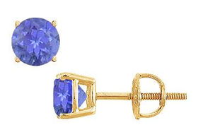 Tanzanite Stud Earrings : 14K Yellow Gold - 2.00 CT TGWtanzanite 