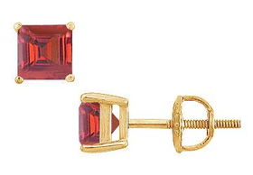 Ruby Stud Earrings : 14K Yellow Gold - 2.00 CT TGWruby 