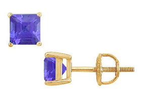 Tanzanite Stud Earrings : 14K Yellow Gold - 2.00 CT TGWtanzanite 
