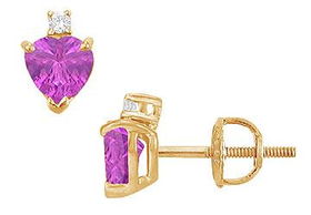 Diamond and Amethyst Stud Earrings : 14K Yellow Gold - 2.04 CT TGWdiamond 