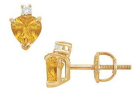 Diamond and Citrine Stud Earrings : 14K Yellow Gold - 2.04 CT TGWdiamond 