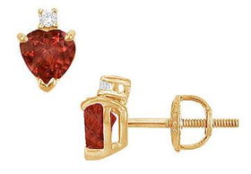 Diamond and Garnet Stud Earrings : 14K Yellow Gold - 2.04 CT TGWdiamond 