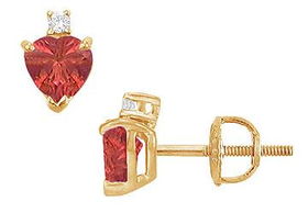 Diamond and Ruby Stud Earrings : 14K Yellow Gold - 2.04 CT TGWdiamond 