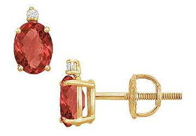 Diamond and Ruby Stud Earrings : 14K Yellow Gold - 2.04 CT TGWdiamond 