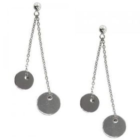 Ladies Sterling Silver Dangle Circle Disc Drop Earringsladies 
