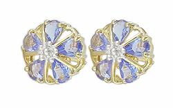 10k Yellow Gold Blue Tanzanite Diamond Earringsyellow 
