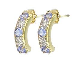 10k Yellow Gold Tanzanite Diamond Earringsyellow 