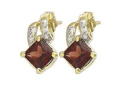 10k Yellow Gold Garnet Diamond Earringsyellow 