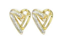 10k Gold Heart Shaped Diamond Earringsgold 