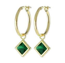 10k Yellow Gold Green Emerald Hoop Earringsyellow 