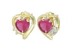 10k Yellow Gold Ruby Sapphire Diamond Earringsyellow 